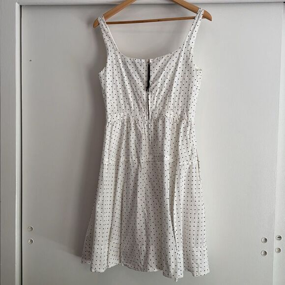 Marc Jacobs Dotty Polka Dot Flare Cotton Chambray Dress White & Black Size 10 - Picture 7 of 7